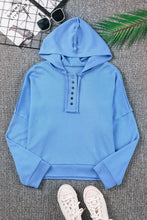 Load image into Gallery viewer, Casual Button Solid Patchwork Trim Hoodie
