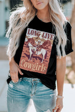 Load image into Gallery viewer, LONG LIVE Cowgirls Graphic Print Short Sleeve T Shirt
