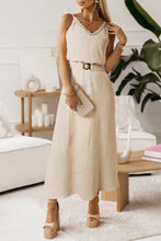 Load image into Gallery viewer, V Neck Sleeveless Maxi Dress with Elastic Belt
