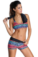 Load image into Gallery viewer, Multicolor Sports Bra Tankini Swimsuit with Black Vest
