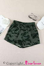 Load image into Gallery viewer, Army Green Camo Print Raw Hem Casual Shorts
