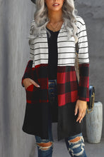 Load image into Gallery viewer, Plaid Colorblock Striped Cardigan
