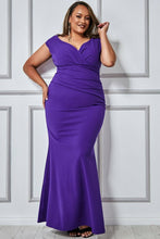 Load image into Gallery viewer, Plus Size Fit and Flare Pleated V Neck Maxi Dress
