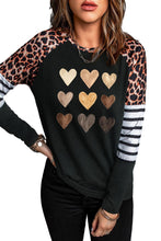 Load image into Gallery viewer, Heart Shapes Leopard Plaid Color Block Top
