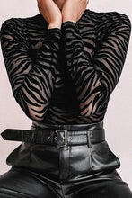 Load image into Gallery viewer, Mock Neck Long Sleeve Zebra Print Bodysuit
