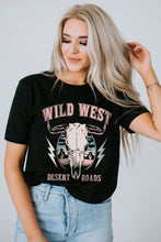 Load image into Gallery viewer, Wild West Desert Roads Bull Skull Graphic Tee
