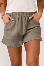 Load image into Gallery viewer, Khaki High Waist Pocketed Ruffle Shorts
