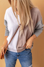 Load image into Gallery viewer, V-neck Color Block Loose Sweater
