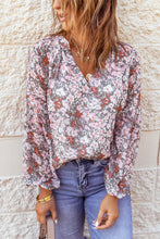 Load image into Gallery viewer, Multicolor Floral Print V Neck Long Puff Sleeve Top
