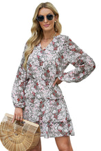 Load image into Gallery viewer, Multicolor V Neck Puff Sleeves Floral Tunic Dress
