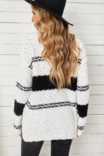 Load image into Gallery viewer, Striped Colorblock V Neck Long Sleeve Knitted Sweater
