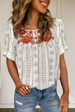 Load image into Gallery viewer, Floral Embroidered Ethnic Printed Crinkle Blouse

