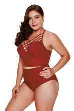 Load image into Gallery viewer, Strappy Neck Detail High Waist Swimsuit
