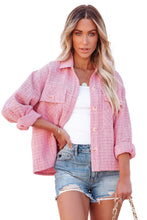 Load image into Gallery viewer, Plaid Tweed Button Up Shacket
