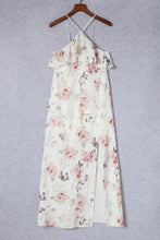 Load image into Gallery viewer, Floral Slit Ruffled Halterneck Maxi Dress
