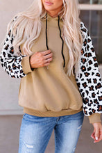 Load image into Gallery viewer, Khaki Leopard Bishop Sleeve Hooded Sweatshirt
