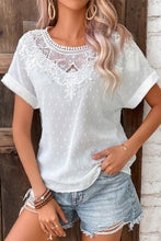 Load image into Gallery viewer, Lace Swiss Dot Cuffed Sleeves Top
