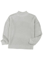 Load image into Gallery viewer, High Neck Drop Shoulder Plain Sweater
