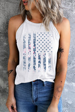Load image into Gallery viewer, Floral Distressed American Flag Print Graphic Tank Top
