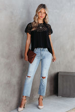 Load image into Gallery viewer, Lace Crochet Patchwork Short Sleeve Blouse
