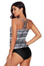 Load image into Gallery viewer, Print Criss Cross Hollow-out Tankini Swimwear
