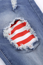 Load image into Gallery viewer, Vintage Stripes and Stars Patches Ripped Jeans
