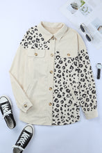 Load image into Gallery viewer, Leopard Print Detail Pocketed Corduroy Jacket
