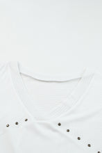 Load image into Gallery viewer, Contrast Knit Splicing V Neck Studded Blouse
