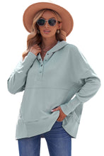 Load image into Gallery viewer, Batwing Sleeve Pocketed Henley Hoodie
