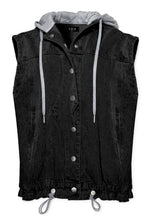 Load image into Gallery viewer, Solid Color Hooded Denim Vest Jacket
