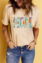 Load image into Gallery viewer, Khaki MOM Floral Letter Print T Shirt
