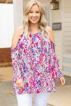 Load image into Gallery viewer, Floral Print Cold Shoulder Plus Size Top
