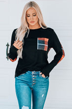 Load image into Gallery viewer, Plaid Patchwork Pocket Long Sleeve Top
