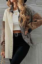 Load image into Gallery viewer, Color Block Leopard Patched Corduroy Shacket
