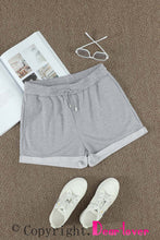 Load image into Gallery viewer, Tie Waist Side Pockets Cuffed Lounge Shorts
