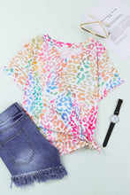 Load image into Gallery viewer, Colorful Leopard V Neck Short Sleeve Top
