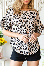Load image into Gallery viewer, Leopard Print Ruffle Trim Batwing Sleeve Blouse
