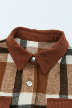 Load image into Gallery viewer, Pocketed Buttoned Plaid Shirt Jacket
