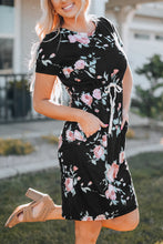 Load image into Gallery viewer, Short Sleeve Pocketed Drawstring Casual Floral Dress
