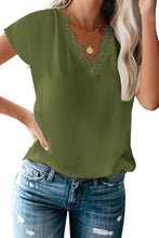 Load image into Gallery viewer, V Neck Lace Trim T-shirt
