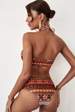Load image into Gallery viewer, Tribal Print Halter Neck Cut-out Boho Swimwear
