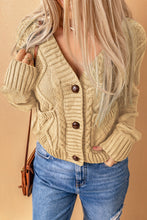 Load image into Gallery viewer, Beige Front Pockets Buttons Textured Cardigan
