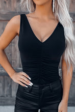 Load image into Gallery viewer, V Neck Sleeveless Ruched Bodysuit
