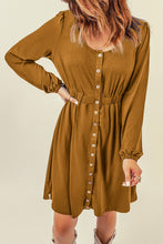 Load image into Gallery viewer, Button Up High Waist Long Sleeve Dress
