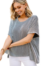 Load image into Gallery viewer, Ribbed Knit Round Neck Relaxed Tee
