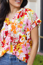 Load image into Gallery viewer, Boho Floral Print V Neck Short Sleeves Top
