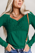 Load image into Gallery viewer, Lace Crochet V Neck Long Sleeve Top
