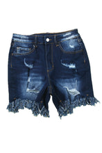 Load image into Gallery viewer, High Waist Distressed Skinny Fit Denim Shorts
