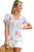 Load image into Gallery viewer, Multicolor Abstract Print V Neck Dolman Blouse
