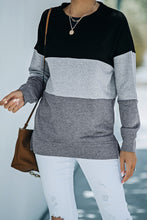 Load image into Gallery viewer, Colorblock Black Contrast Stitching Sweatshirt with Slits
